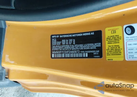 2015 Mini Hardtop Cooper S z USA, uszkodzony, nr VIN WMWXP7C5XF2A60973